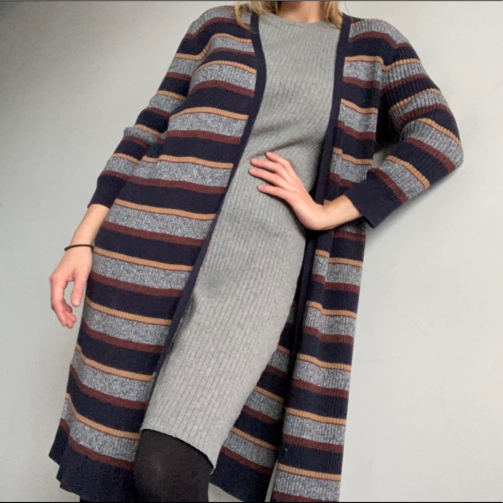 Long Stripped Cardigan